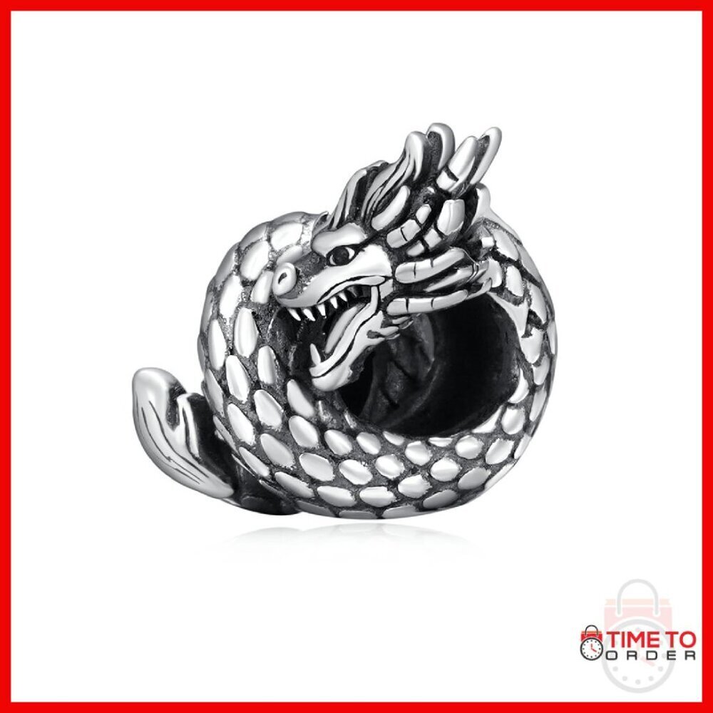 925 Sterling Silver Dragon Charm 17x13mm Jewelry Gift for Bracelet Necklace